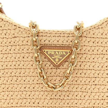 Prada Yarn Raffia Effect Crochet Re-Edition 2005 Shoulder Bag Naturale 9 of 12
