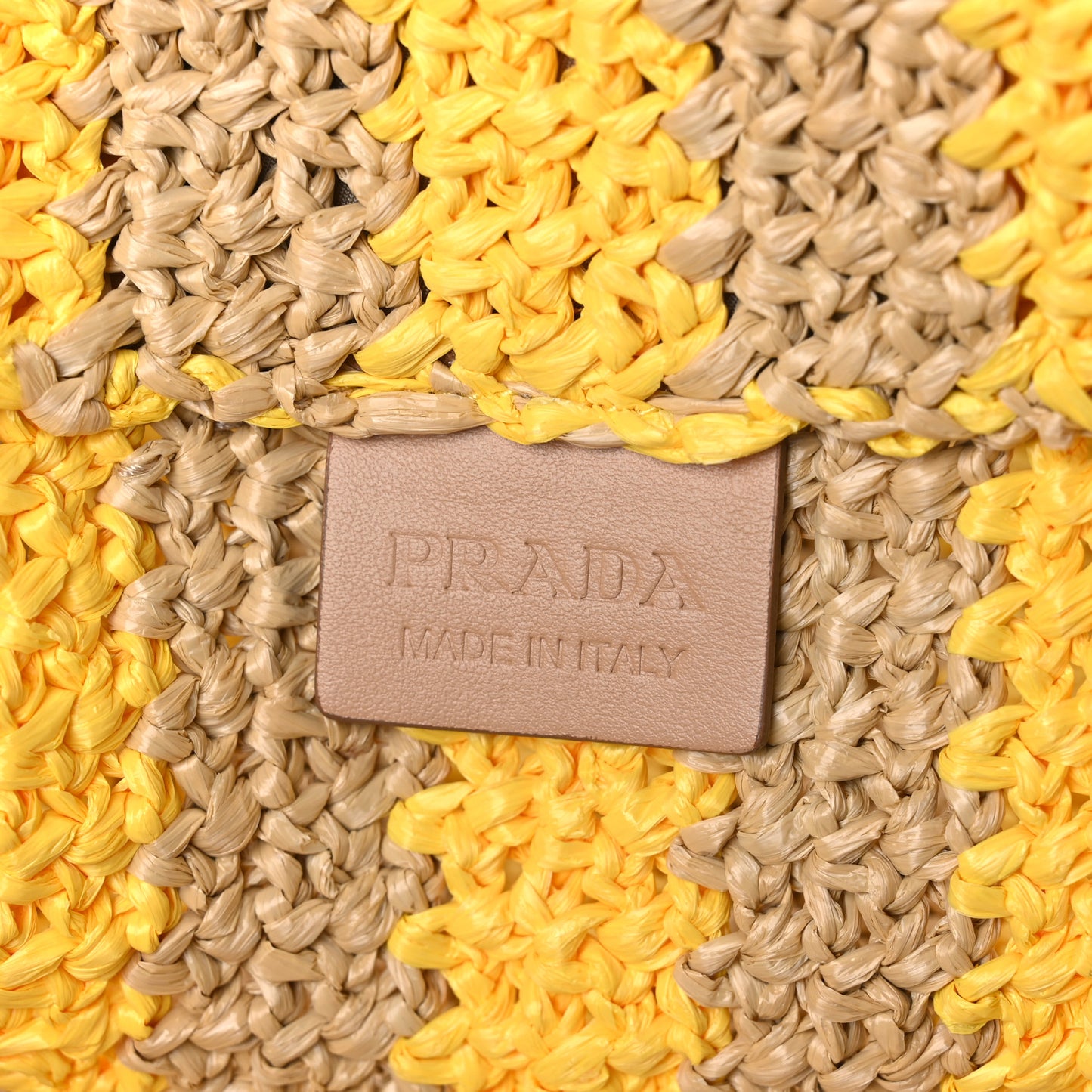Yarn Raffia Effect Crochet Striped Large Logo Tote Naturale Giallo