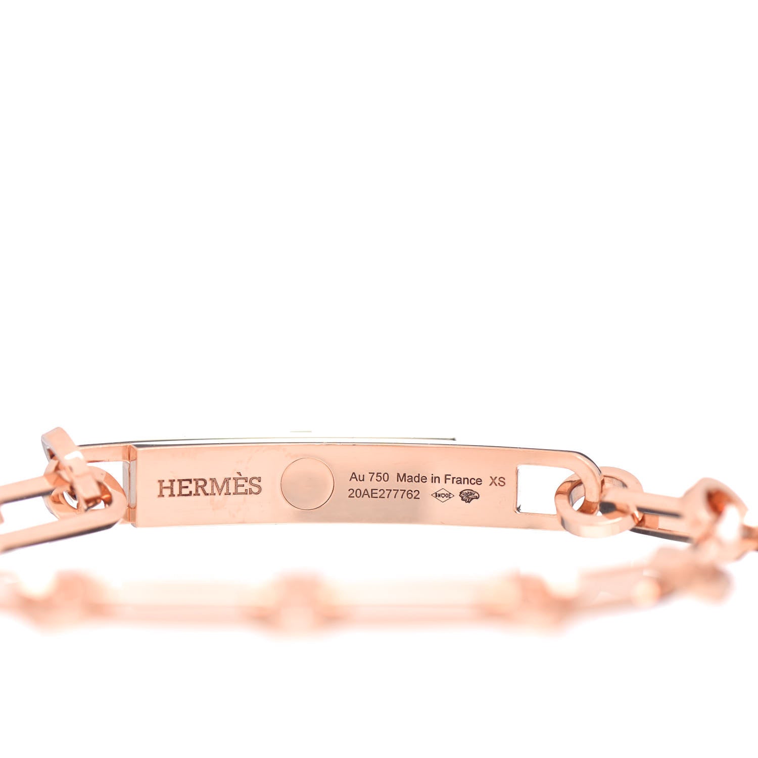 Hermes 18K Rose Gold Diamond Pave PM Kelly Chaine Bracelet XS 4 of 4