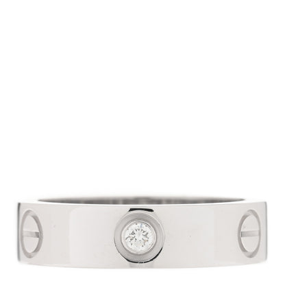 Cartier 18K White Gold 3 Diamond 5.5mm LOVE Ring 58 8.25 3 of 5