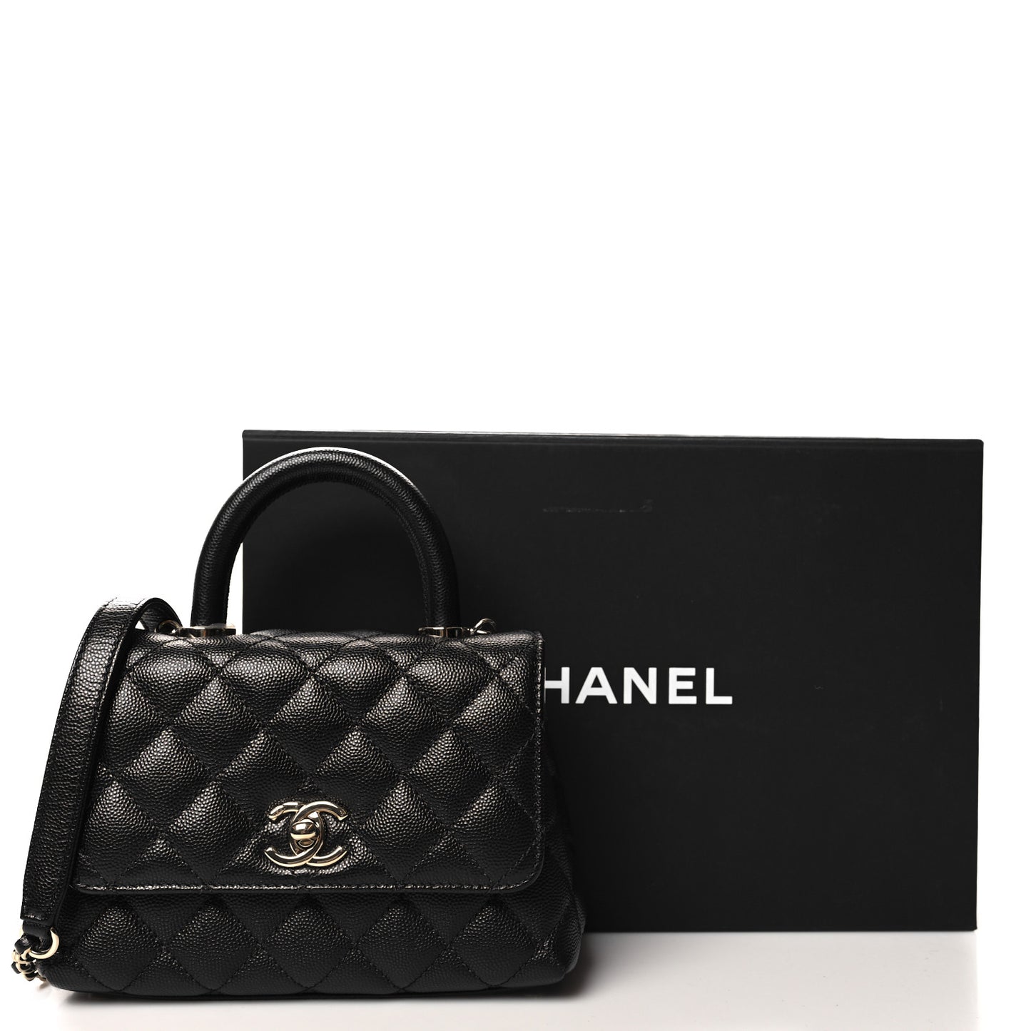Caviar Quilted Extra Mini Coco Handle Flap Black