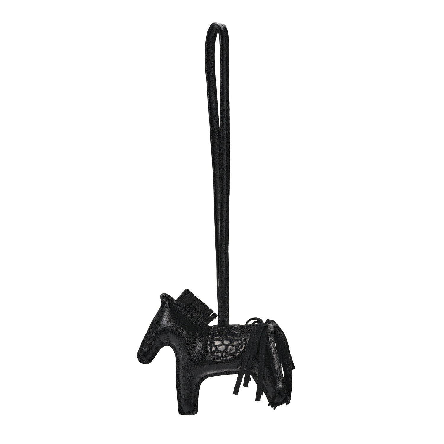 Hermes Milo Lambskin Matte Alligator Touch Grigri Rodeo Horse Bag Charm PM So Black 1 of 4