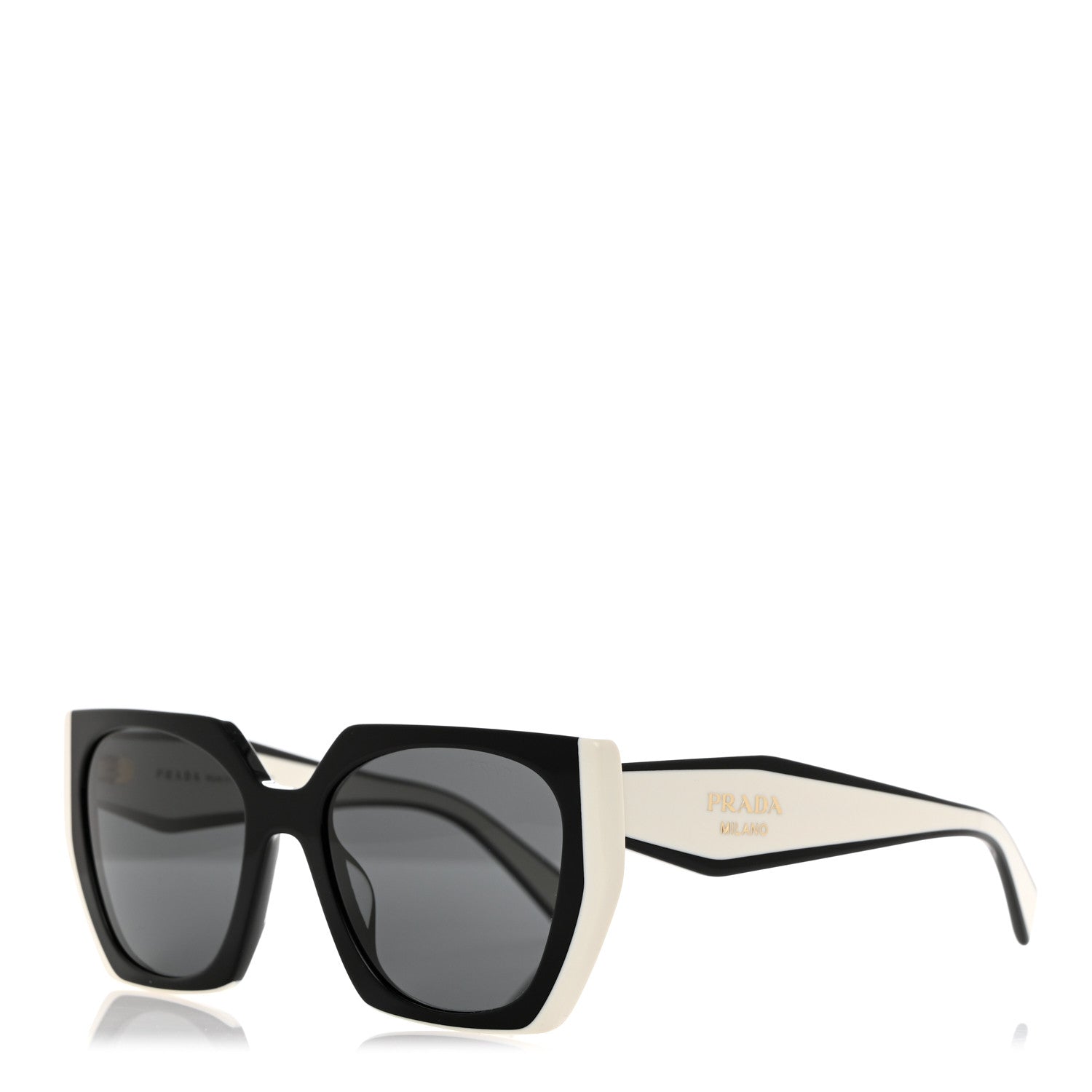 Prada Acetate Sunglasses SPR 15W Black White 1 of 8