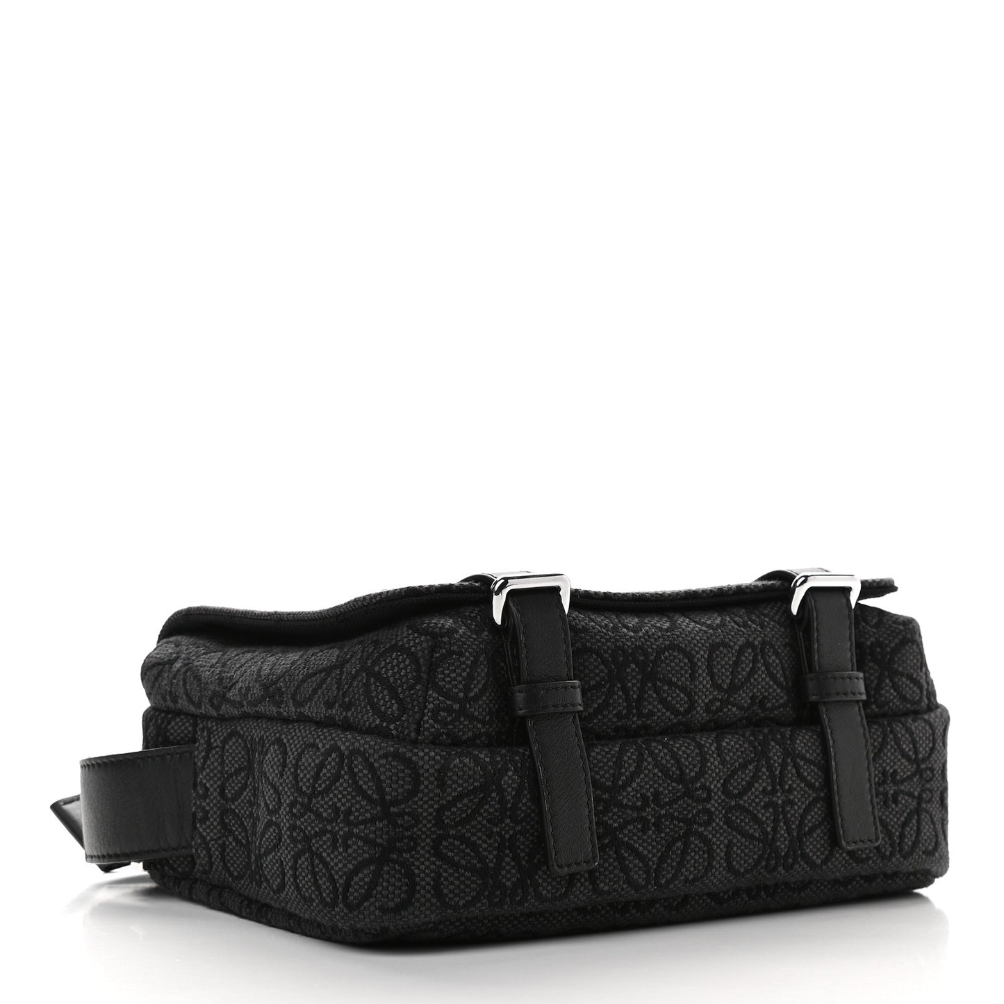 Jacquard Anagram Calfskin Military Messenger Bag Anthracite Black