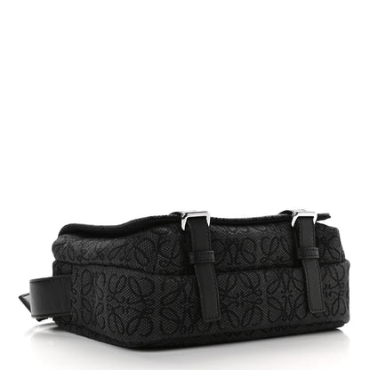 Loewe Jacquard Anagram Calfskin Military Messenger Bag Anthracite Black 4 of 8