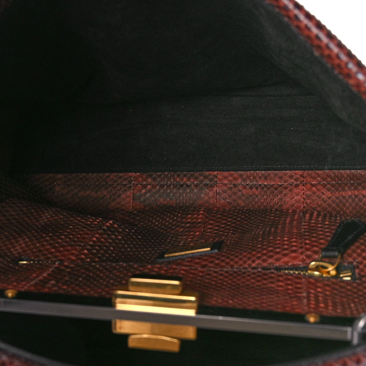 Snakeskin Medium Peekaboo Iconic Satchel Burgundy