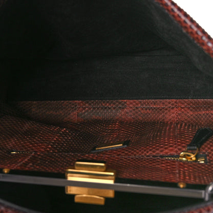 Fendi Snakeskin Medium Peekaboo Iconic Satchel Burgundy 5 of 16