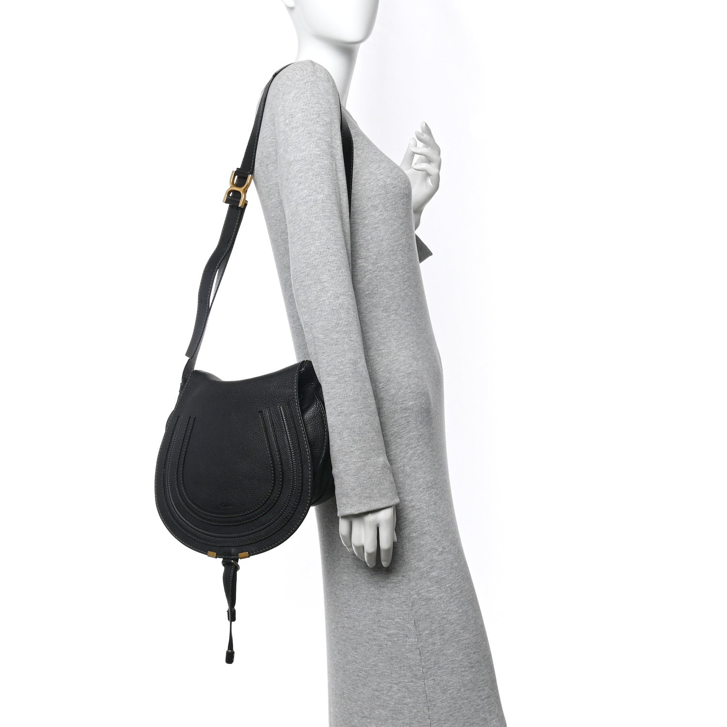 Chloe Calfskin Medium Marcie Round Crossbody Bag Black 2 of 16