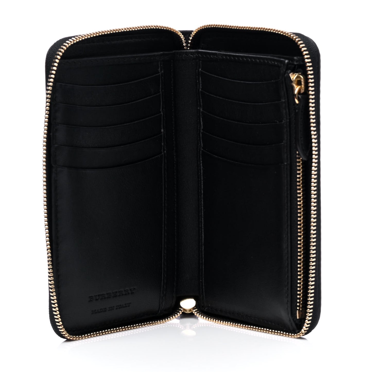 Calfskin Horseferry Check Medium Marston Zip Around Wallet Black