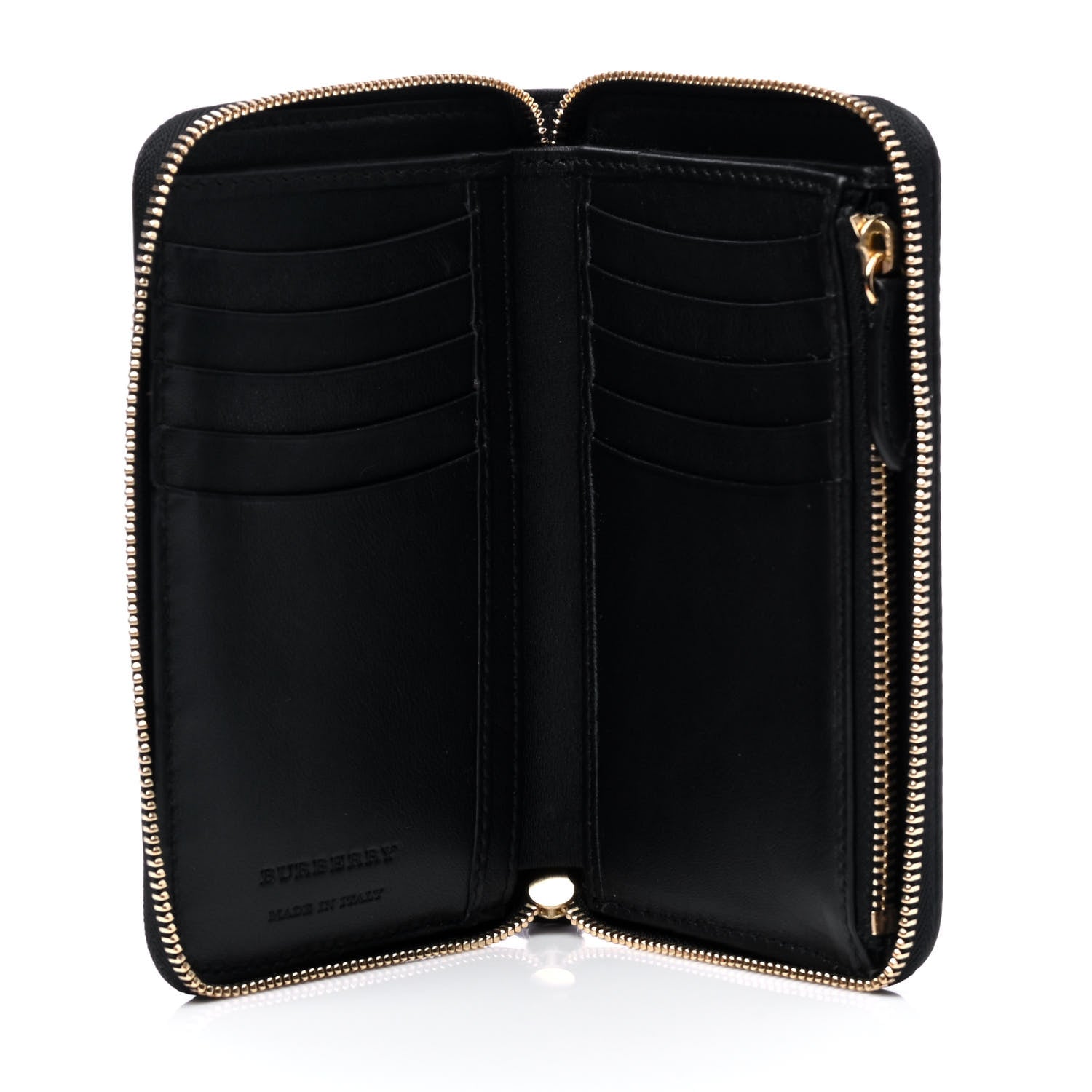 Burberry Calfskin Horseferry Check Medium Marston Zip Around Wallet Black 3 of 5