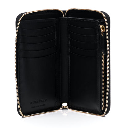 Burberry Calfskin Horseferry Check Medium Marston Zip Around Wallet Black 3 of 5