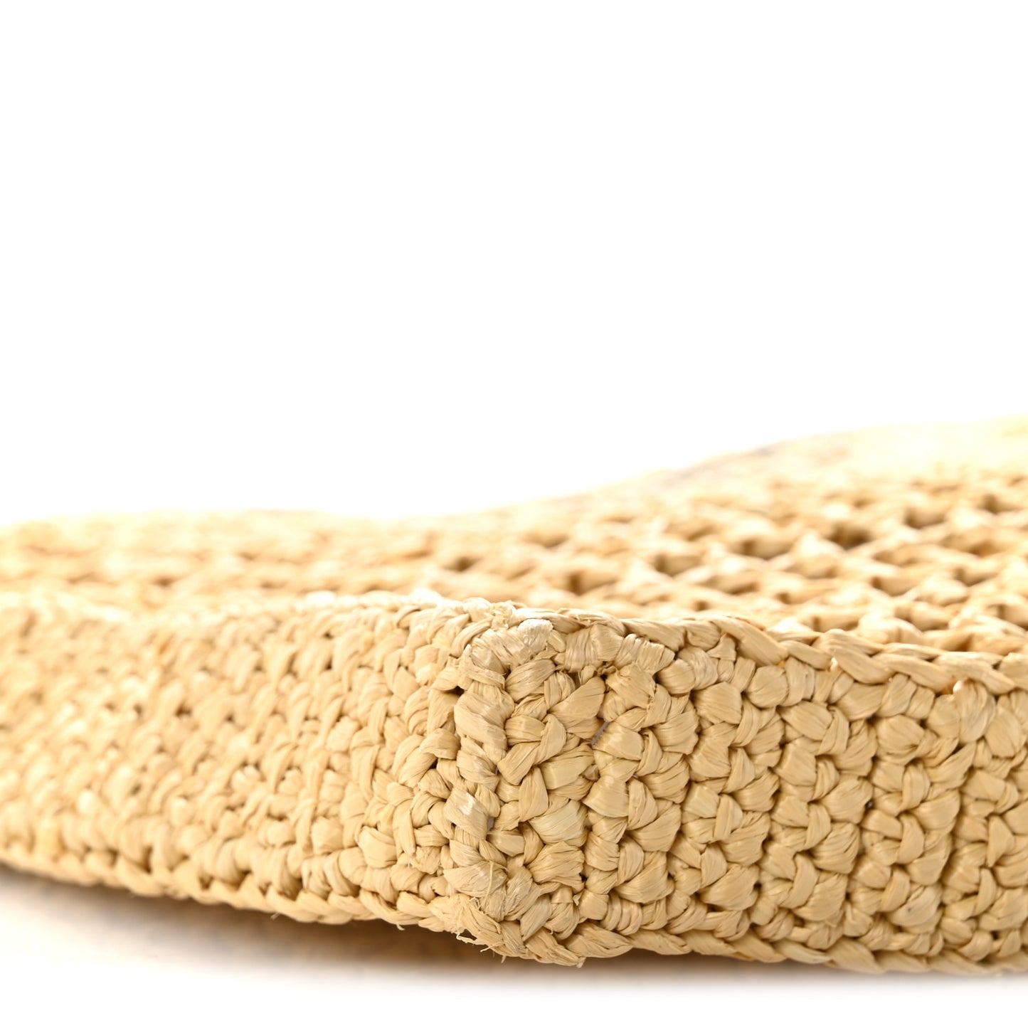 Yarn Raffia Effect Crochet Logo Embroidered Tote Bag Naturale