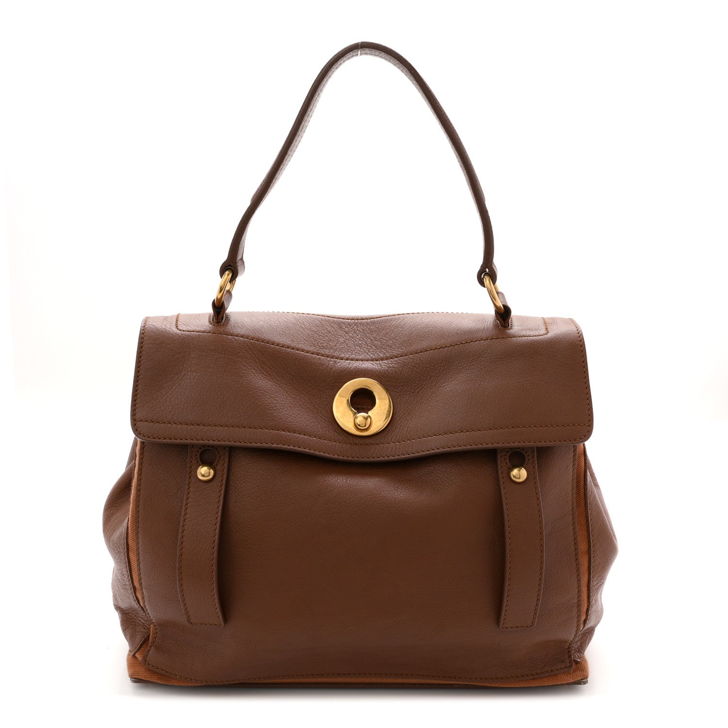 Saint Laurent Calfskin Canvas Medium Muse Two Brown 1 of 13