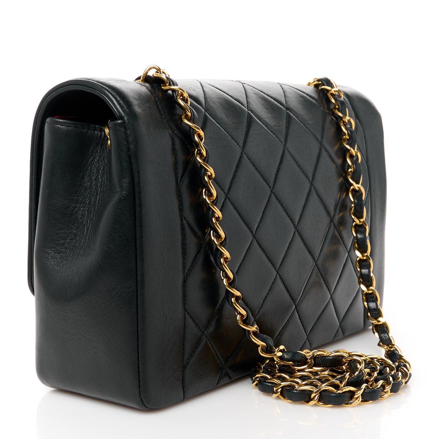 Lambskin Quilted Medium Single Flap Black