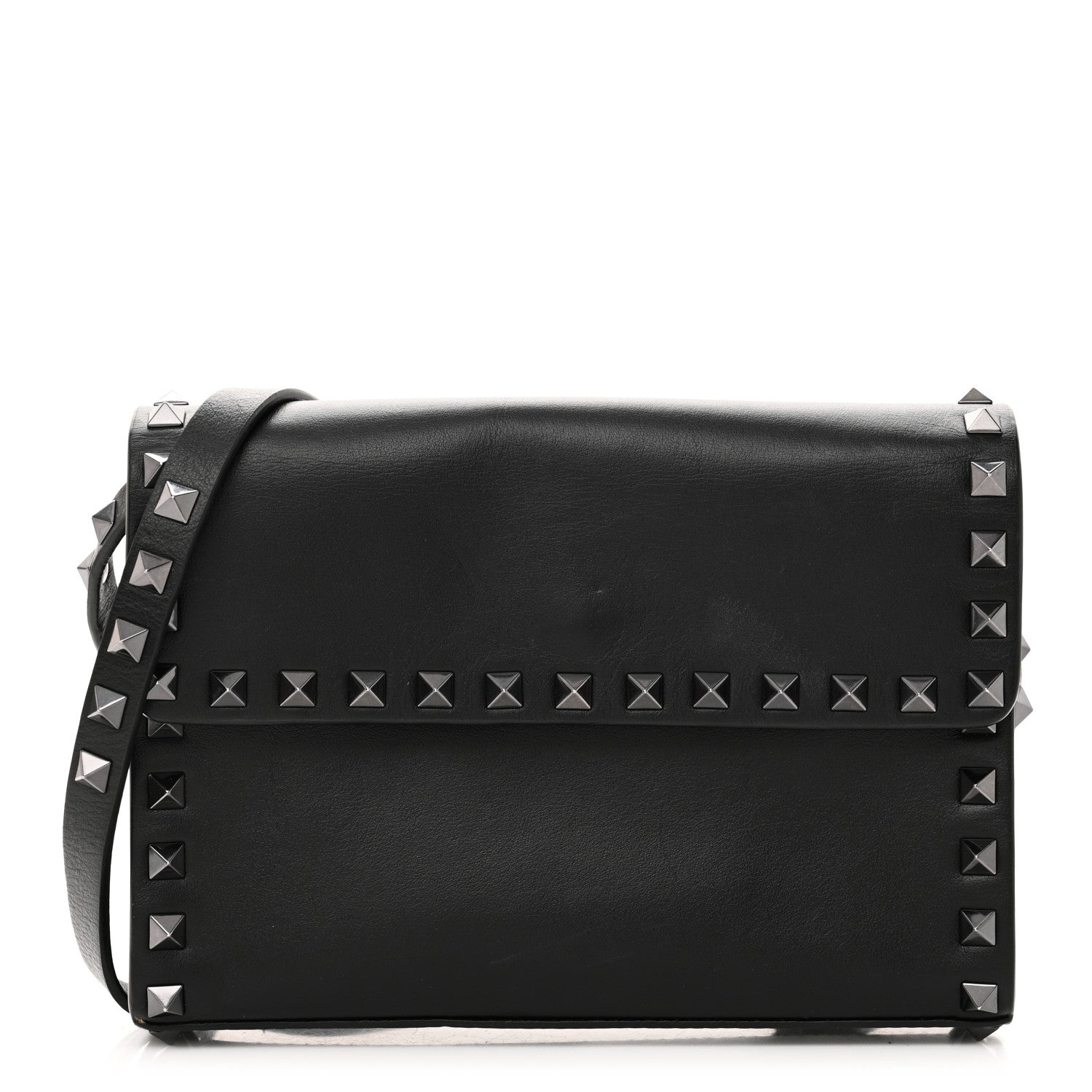 Valentino Garavani Vitello Monochrome Flap Crossbody Bag Black 1 of 9