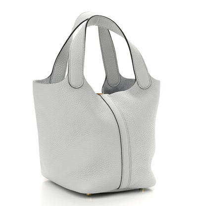 Hermes Taurillon Clemence Picotin Lock 18 PM Bleu Pale 3 of 11