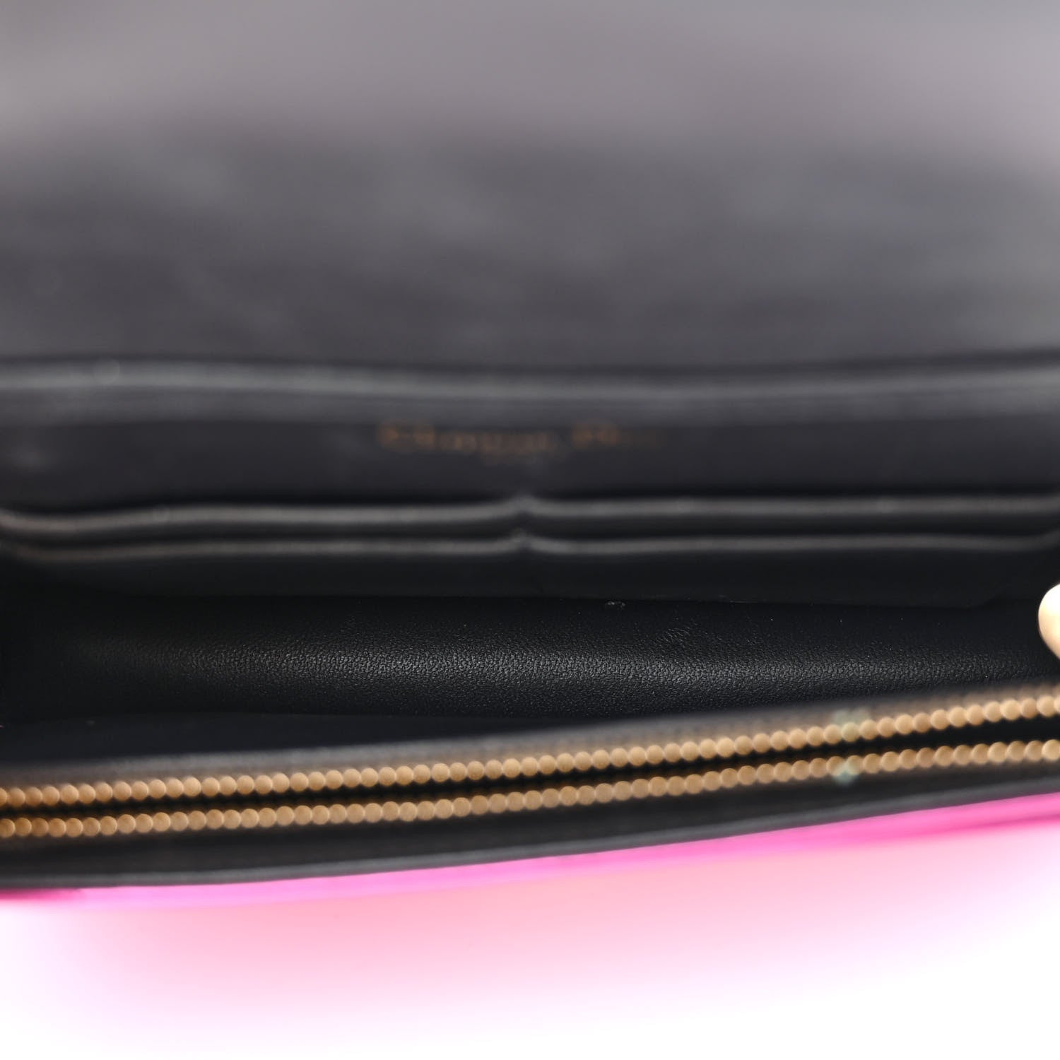 Christian Dior Metallic Patent Micro-Cannage Diorama Wallet on Chain Pouch Fuchsia 5 of 10