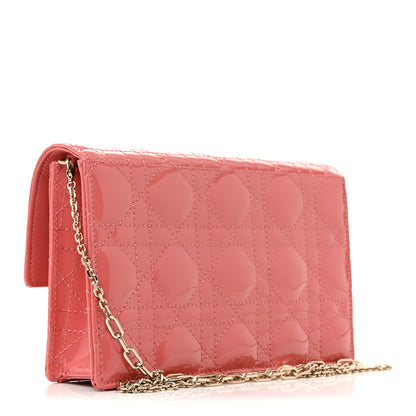 Christian Dior Patent Cannage Lady Dior Chain Pouch Pink 3 of 12