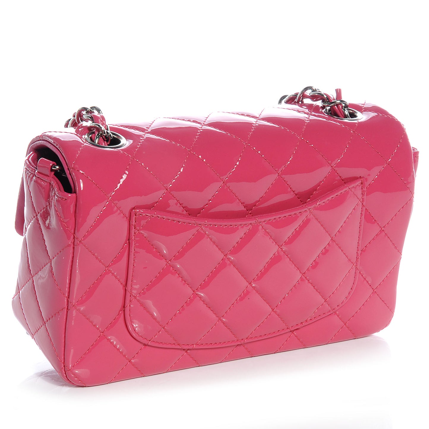 Patent Quilted Mini Flap Fuchsia