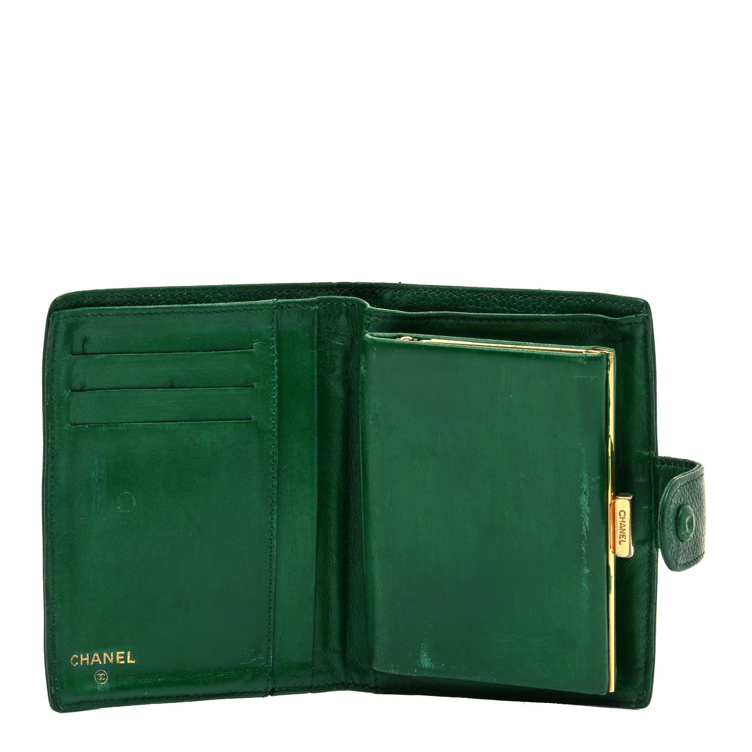 Chanel Caviar Timeless CC French Wallet Green 5 of 7
