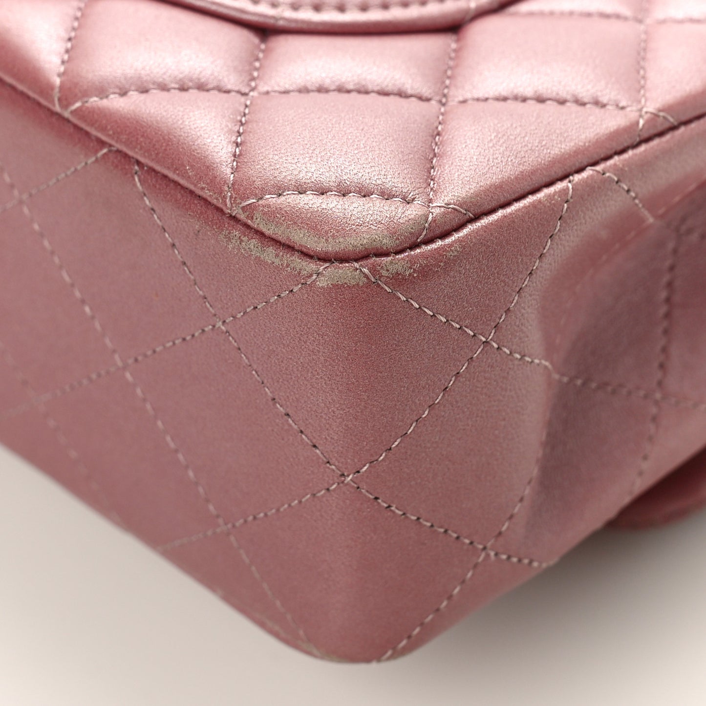 Metallic Lambskin Quilted Small Double Flap Pink