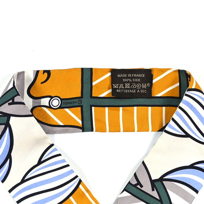 Hermes Silk Quadrige Bayadere Twilly Ocre Gris Vert 3 of 3