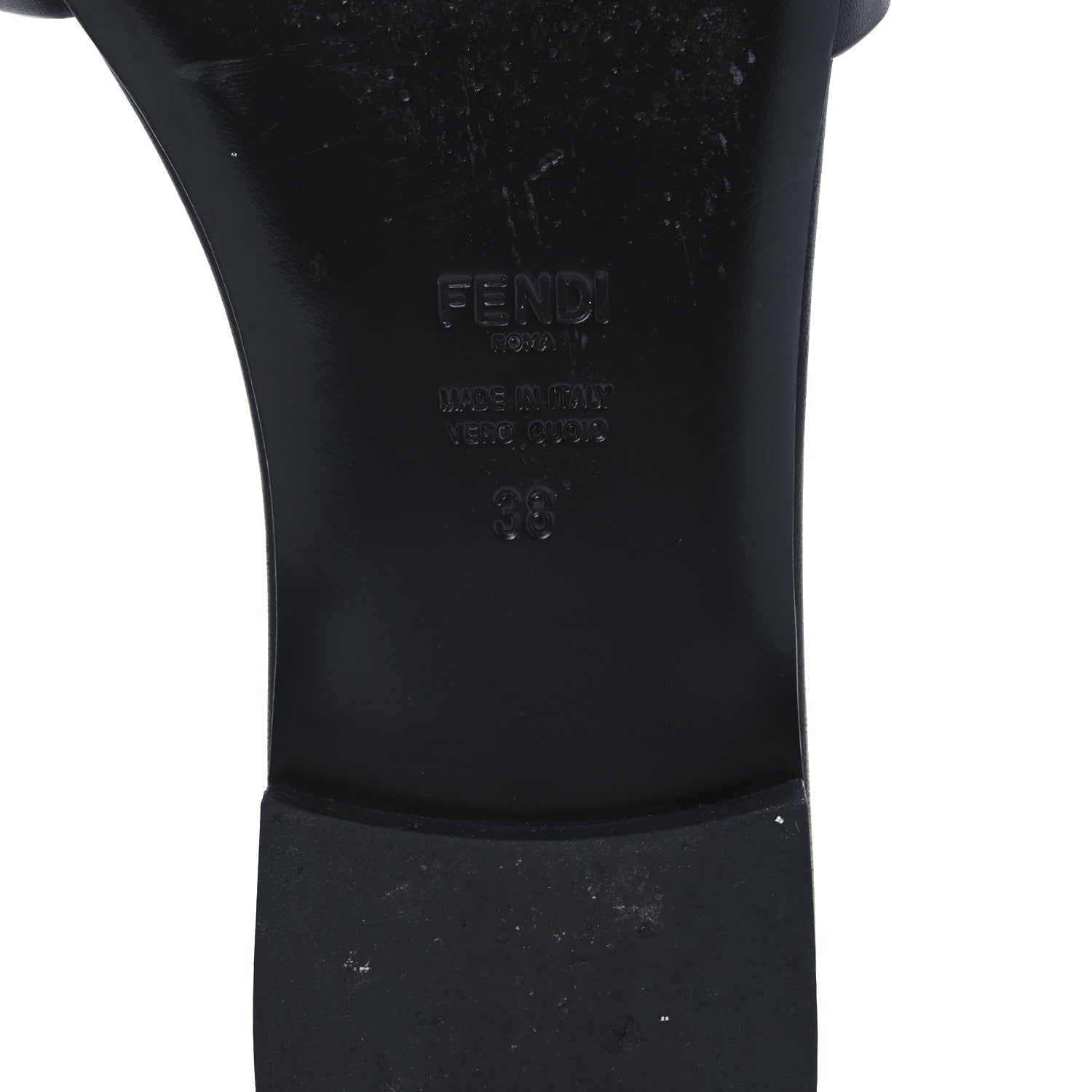 Fendi Calfskin FF Logo Plaque Slide Sandals 38 Black 8 of 9