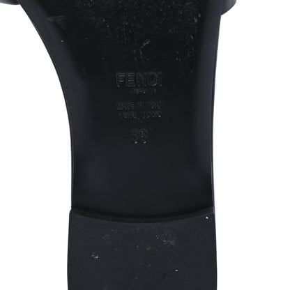 Fendi Calfskin FF Logo Plaque Slide Sandals 38 Black 8 of 9