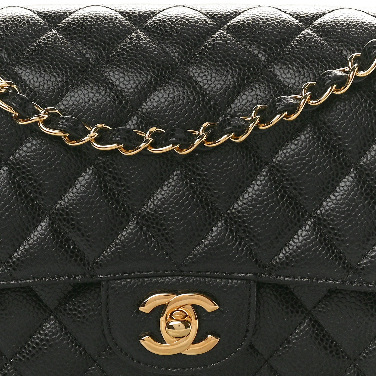 Caviar Quilted Medium Double Flap Black