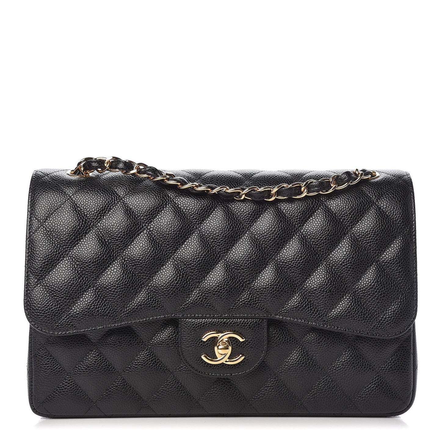 Caviar Quilted Jumbo Double Flap Black