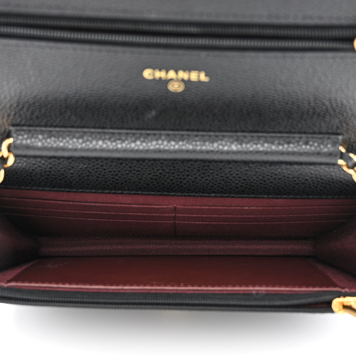 Caviar Quilted Wallet on Chain WOC Black