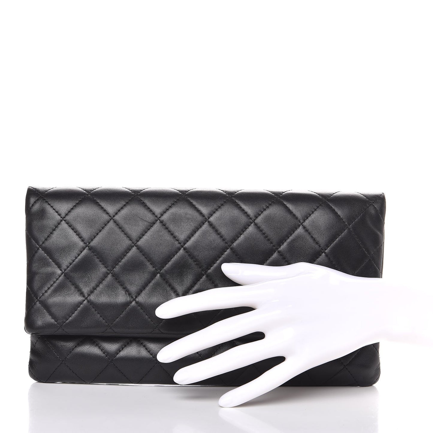 Lambskin Quilted CC Beauty Clutch Black