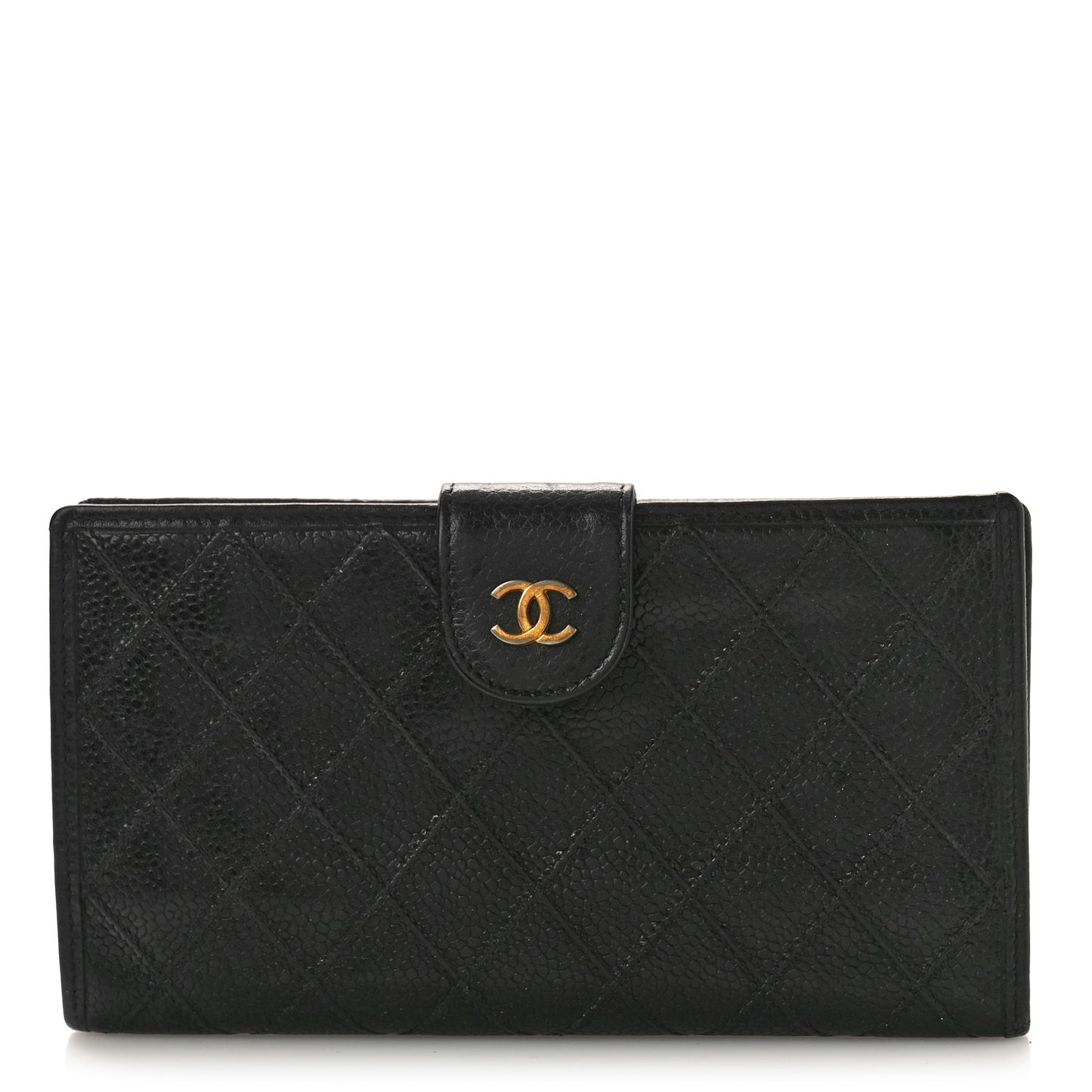 Caviar Stitched French Wallet Black