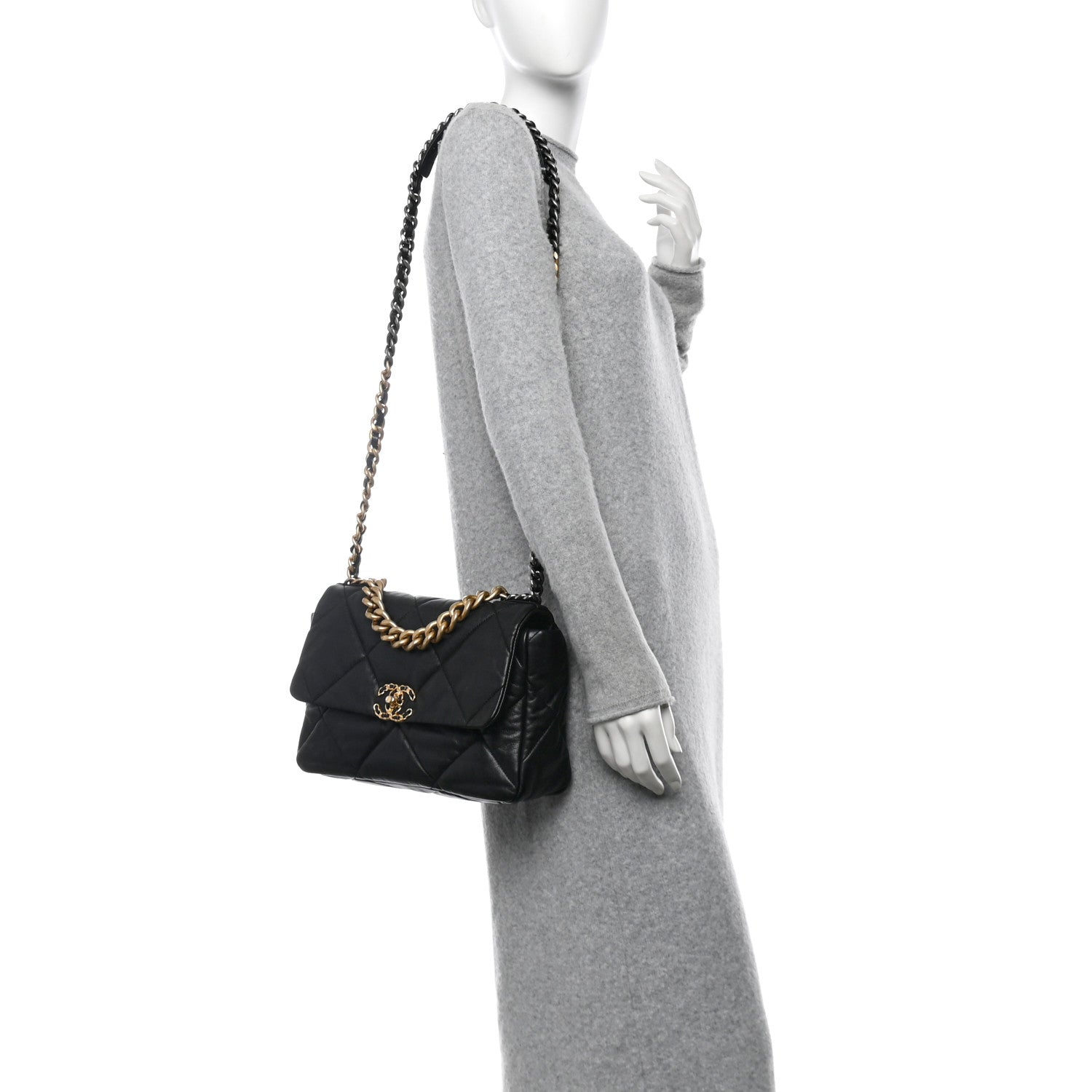 Chanel Goatskin Quilted Large Chanel 19 Flap Black 2 of 11