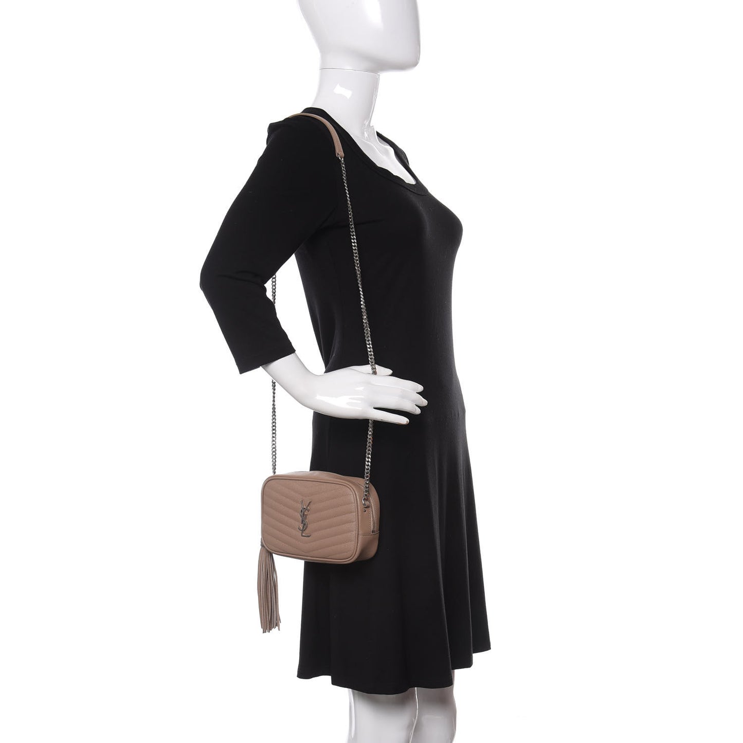 Grain De Poudre Matelasse Monogram Mini Lou Camera Bag Dark Beige