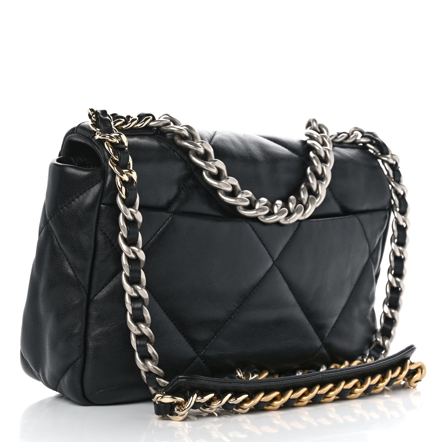 Chanel Shiny Goatskin Quilted Medium Chanel 19 Flap Black 3 of 10