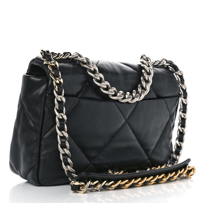 Chanel Shiny Goatskin Quilted Medium Chanel 19 Flap Black 3 of 10