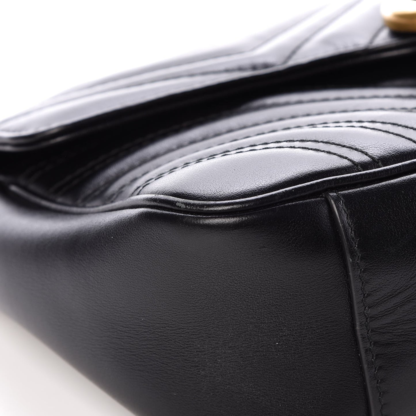 Calfskin Matelasse Small GG Marmont Shoulder Bag Black