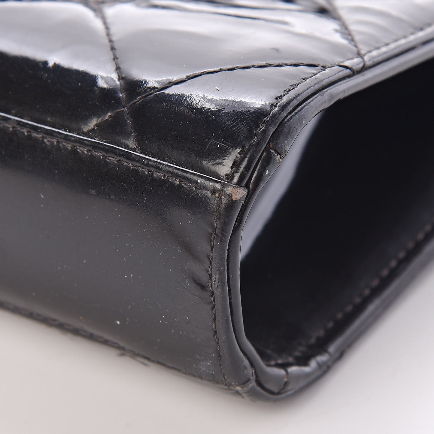 Patent Quilted Briefcase Laptop Bag Black