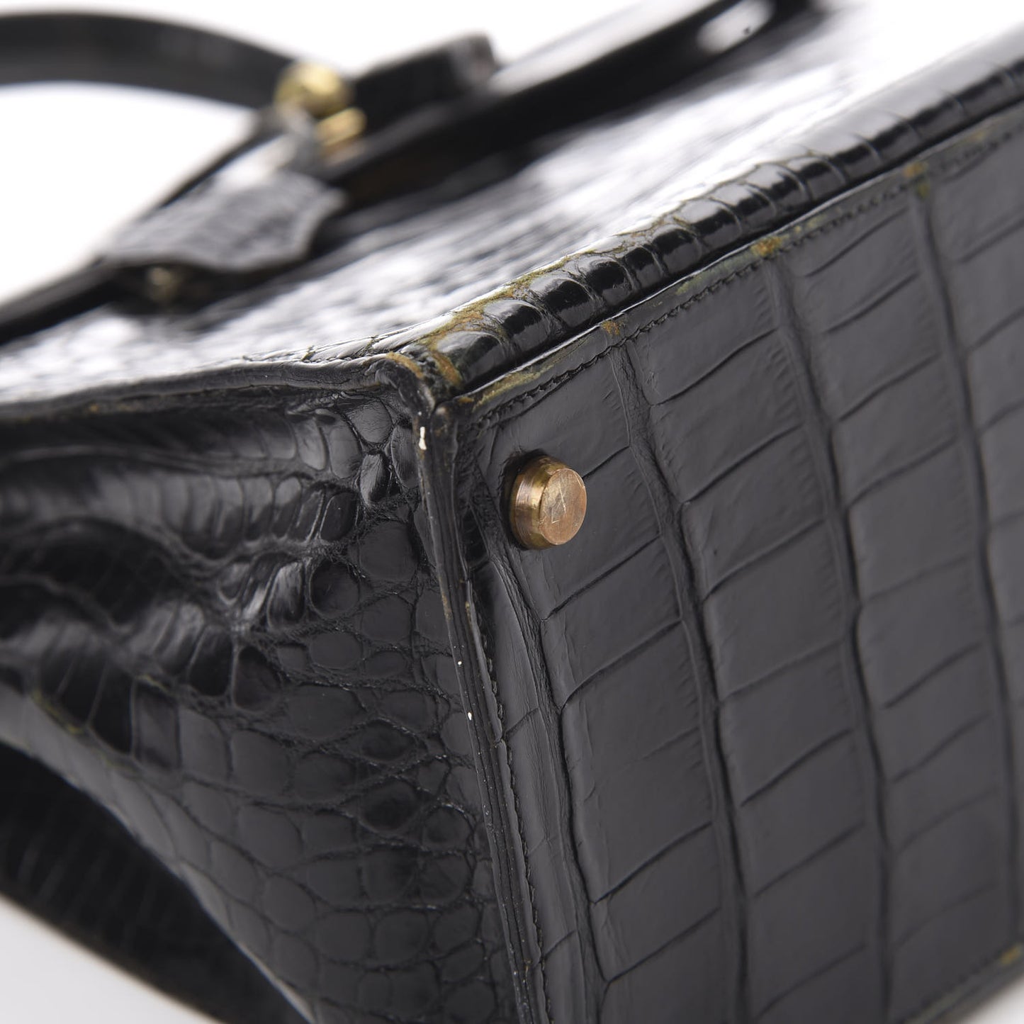 Shiny Porosus Crocodile Kelly Sellier 32 Black