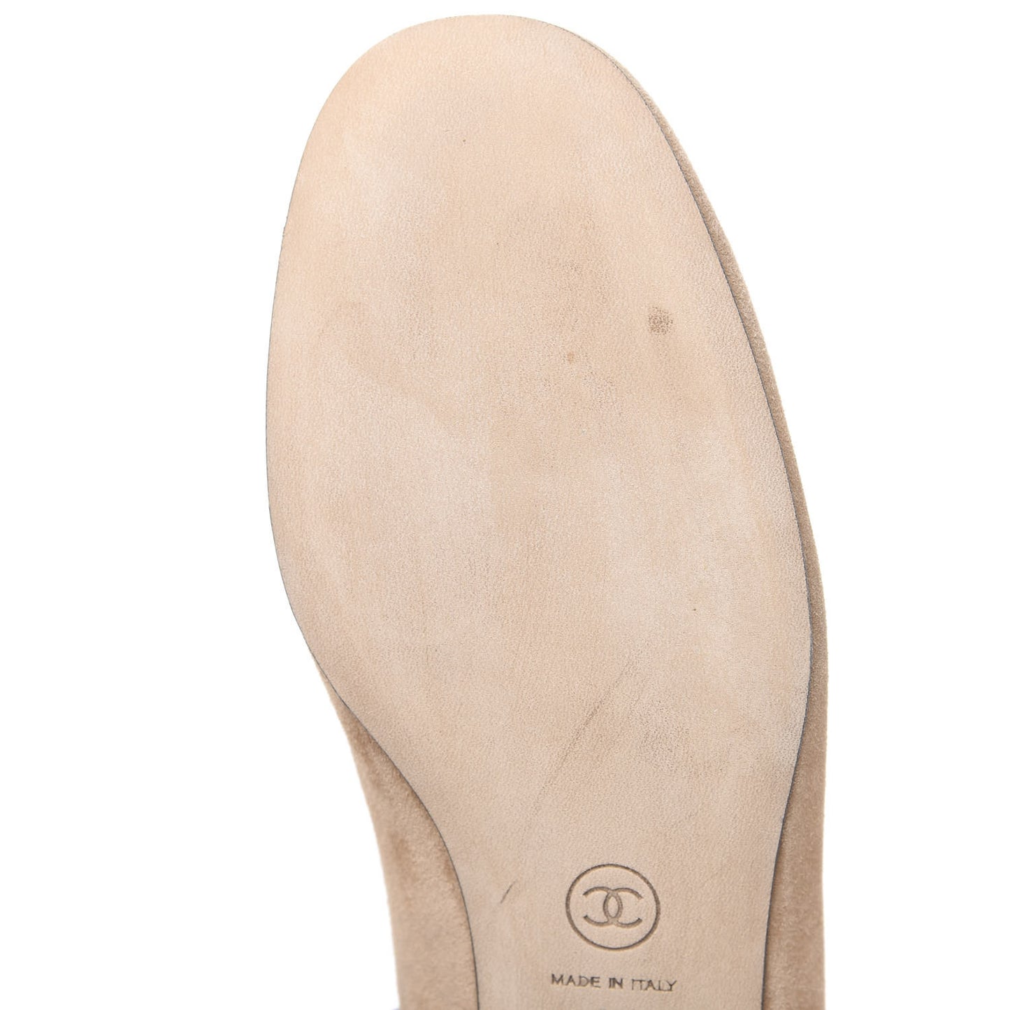 Suede Patent Camellia CC Ballerina Flat 39 Beige Black