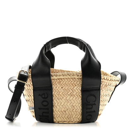 Chloe Raffia Smooth Calfskin Small Sense Basket Black 1 of 13