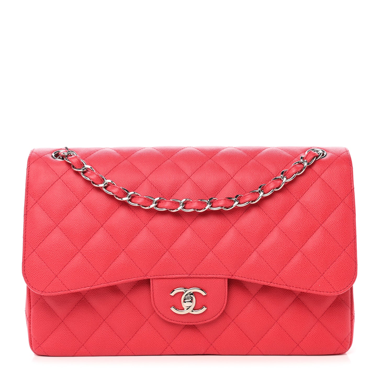 Caviar Quilted Jumbo Double Flap Dark Pink