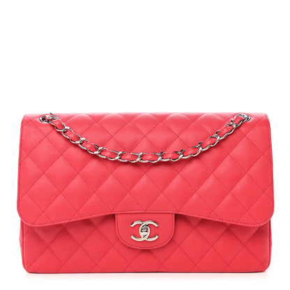 Chanel Caviar Quilted Jumbo Double Flap Dark Pink 1 of 10