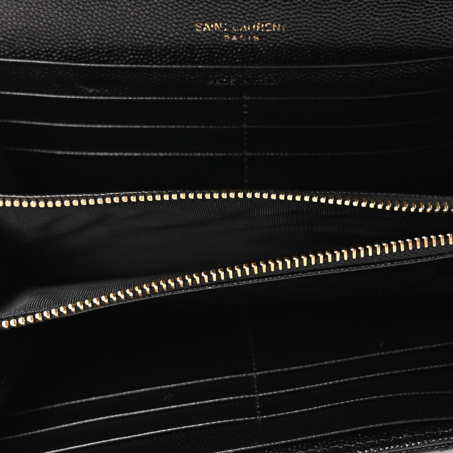 Saint Laurent Grain De Poudre Matelasse Chevron Monogram Flap Wallet Black 5 of 12