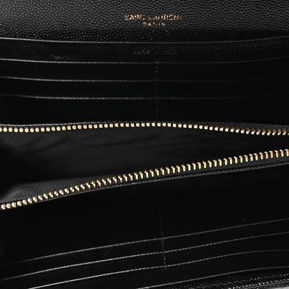 Saint Laurent Grain De Poudre Matelasse Chevron Monogram Flap Wallet Black 5 of 12
