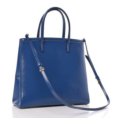 Prada Saffiano Vernice Parabole Tote Azzurro 3 of 14