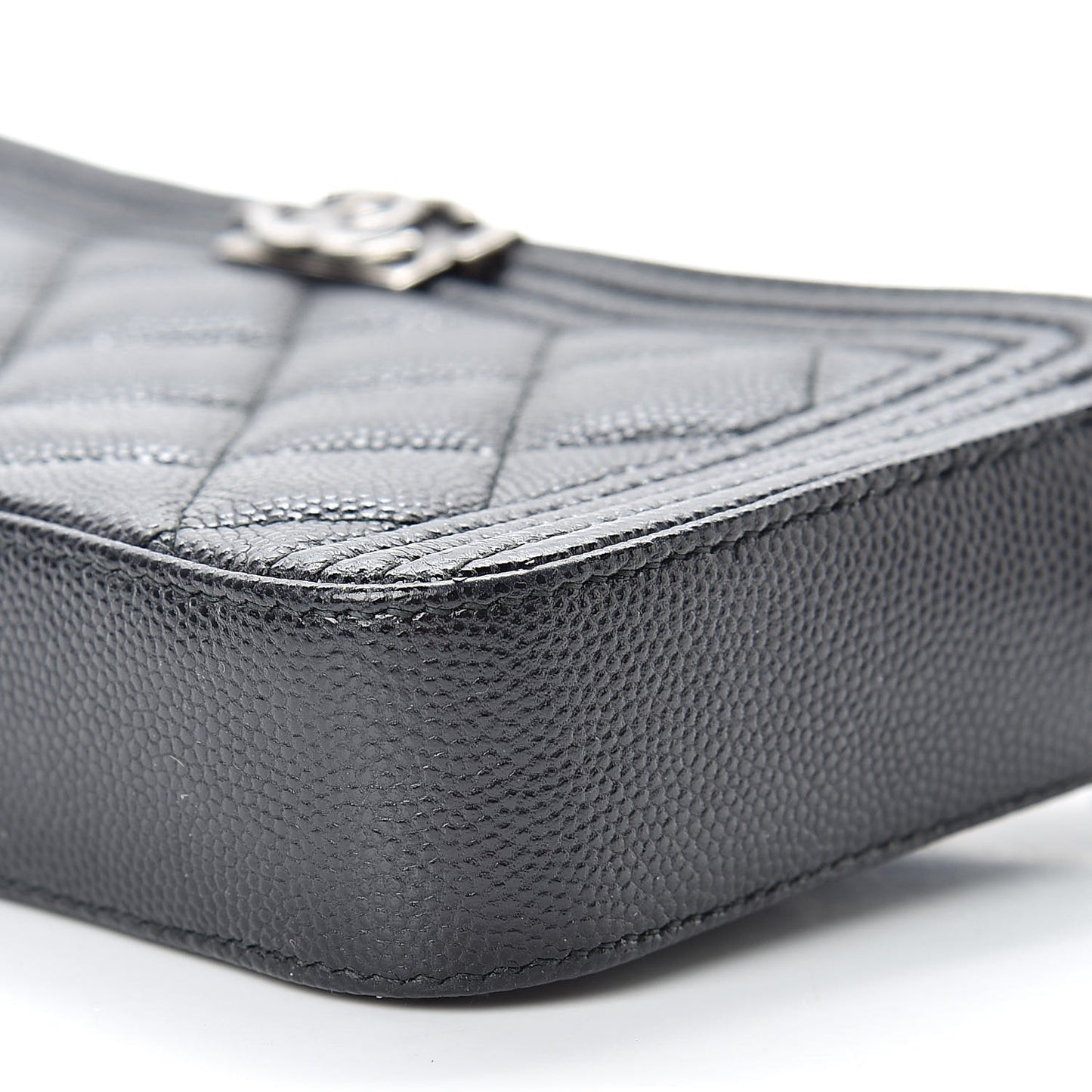 Caviar Quilted Small Boy Clutch With Chain Black