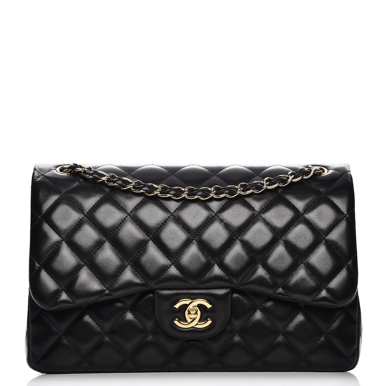 Chanel Lambskin Quilted Jumbo Double Flap Black 1 of 11