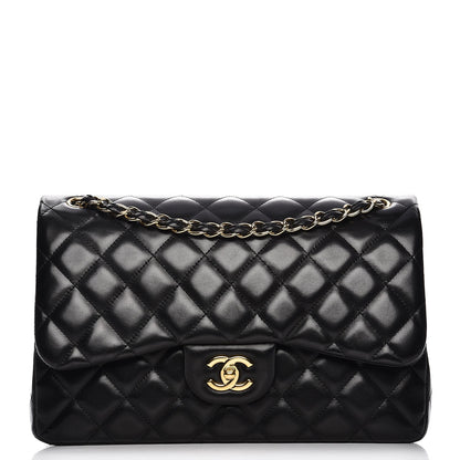 Chanel Lambskin Quilted Jumbo Double Flap Black 1 of 11